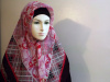 Rosy red circled style square hijab